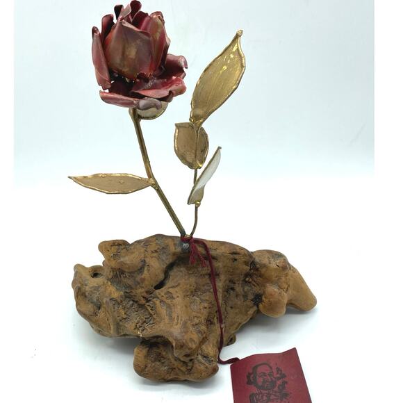 Vintage Metal Man Brutalist Flower and Driftwood Original‎ tag 70s Al Speert - Picture 1 of 8